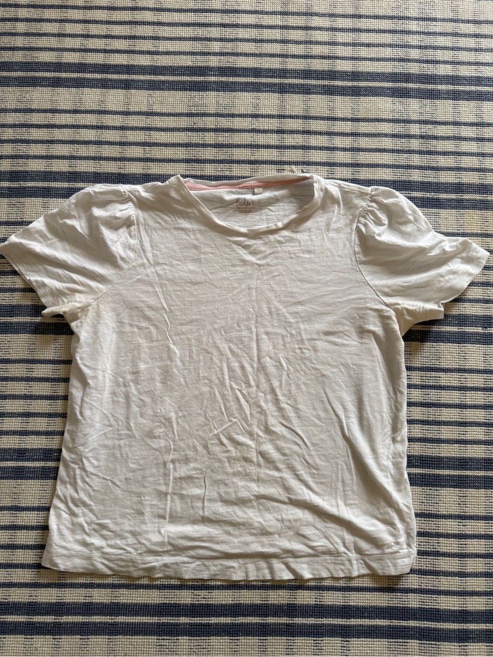 Boden White Short Sleeve Puff Shoulder Cotton Tee